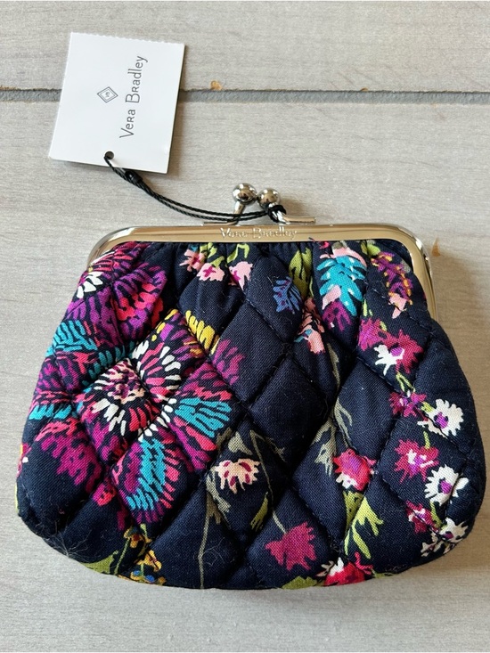 Vera Bradley Handbags - NWT Vera Bradley Navy Quilted Floral Kiss-Lock Coin Purse